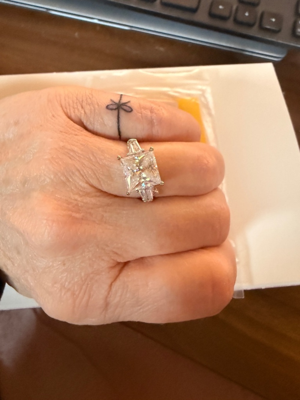 Elegant White Moissanite Cocktail Ring - Women Jewelry